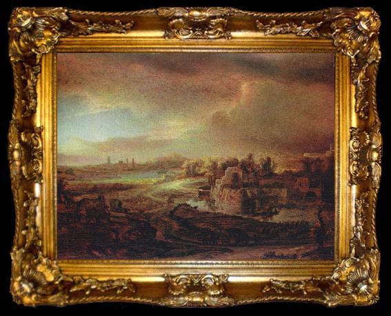 framed  REMBRANDT Harmenszoon van Rijn Landschaft mit Kutsche, ta009-2